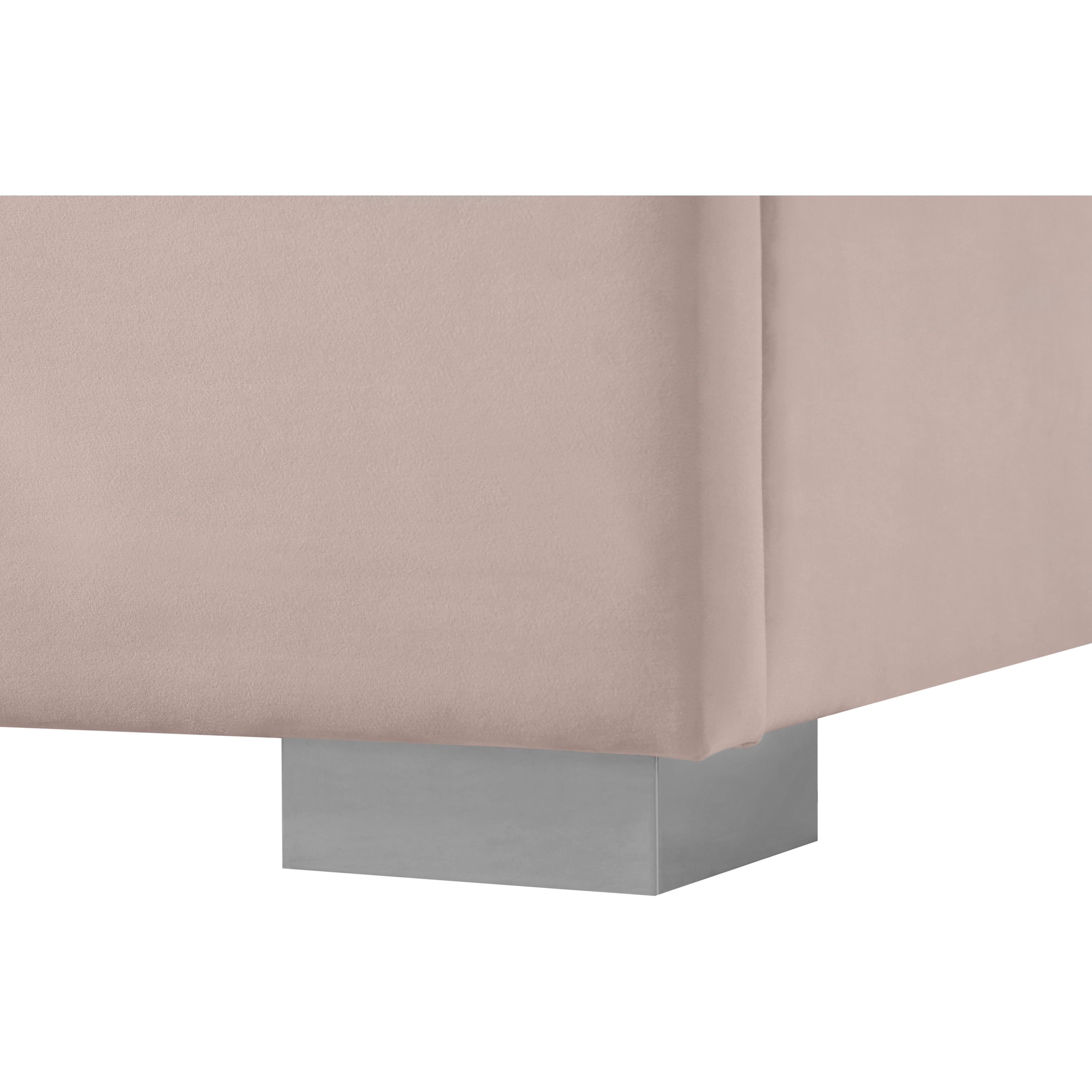 Meridian Nora Pink Velvet Twin Bed