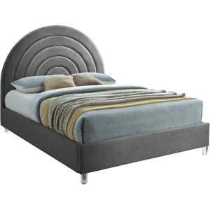Meridian Rainbow Grey Velvet Full Bed