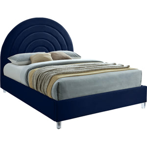 Meridian Rainbow Navy Velvet Full Bed