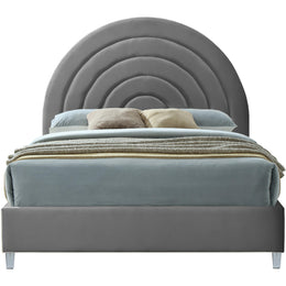 Meridian Rainbow Grey Velvet King Bed