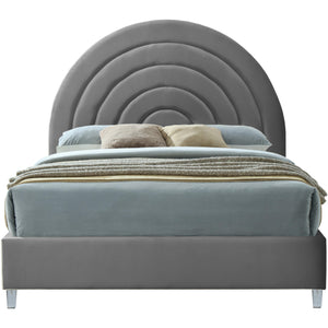 Meridian Rainbow Grey Velvet King Bed