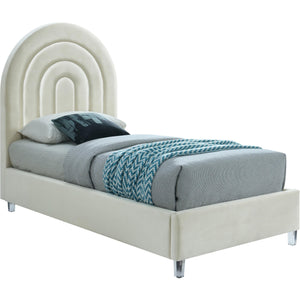 Meridian Rainbow Cream Velvet Twin Bed