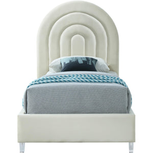 Meridian Rainbow Cream Velvet Twin Bed