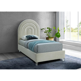 Meridian Rainbow Cream Velvet Twin Bed