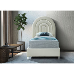 Meridian Rainbow Cream Velvet Twin Bed