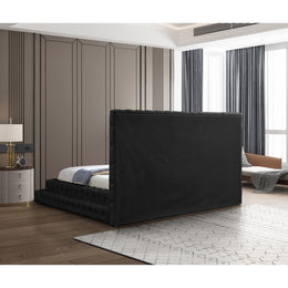 Meridian Revel Black Velvet King Bed (3 Boxes)