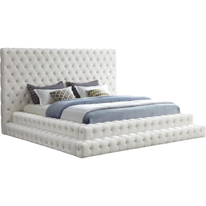 Meridian Revel Cream Velvet King Bed (3 Boxes)