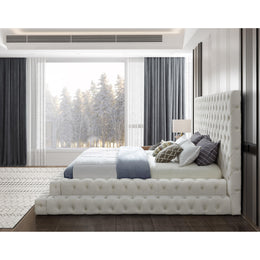 Meridian Revel Cream Velvet King Bed (3 Boxes)