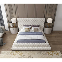 Meridian Revel Cream Velvet King Bed (3 Boxes)