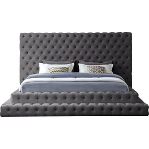 Meridian Revel Grey Velvet King Bed (3 Boxes)