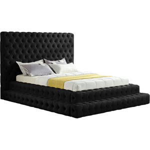 Meridian Revel Black Velvet Queen Bed (3 Boxes)