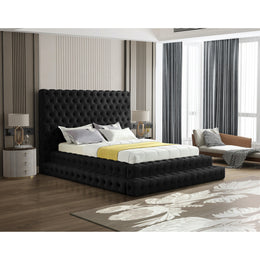Meridian Revel Black Velvet Queen Bed (3 Boxes)