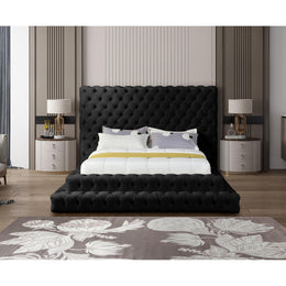 Meridian Revel Black Velvet Queen Bed (3 Boxes)