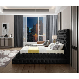 Meridian Revel Black Velvet Queen Bed (3 Boxes)