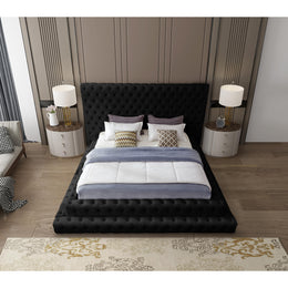 Meridian Revel Black Velvet Queen Bed (3 Boxes)