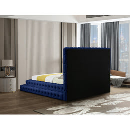 Meridian Revel Navy Velvet Queen Bed (3 Boxes)