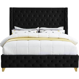 Meridian Savan Black Velvet Full Bed
