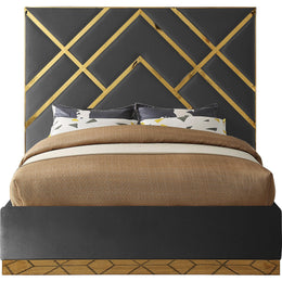 Meridian Vector Grey Velvet King Bed