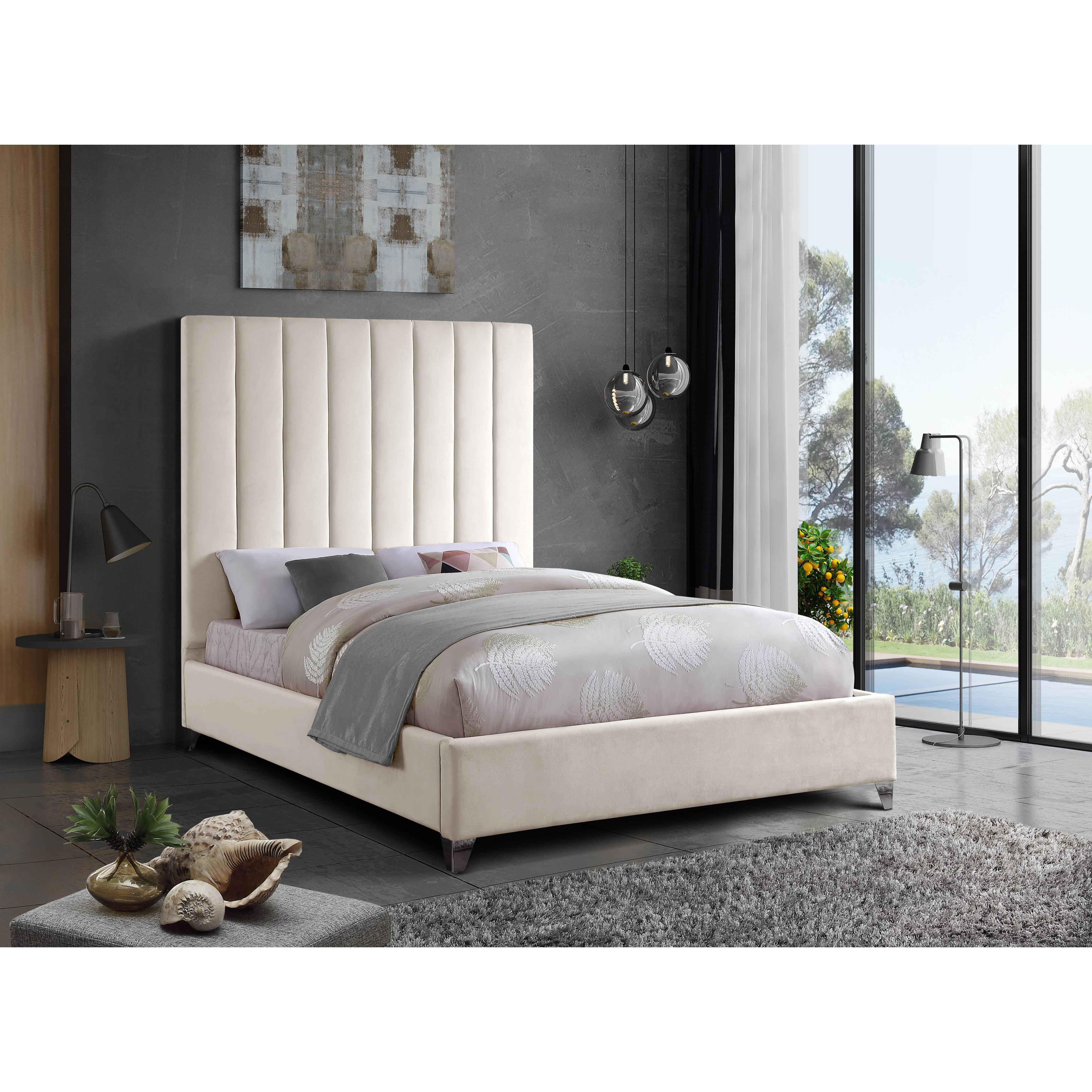 Meridian Via Cream Velvet King Bed