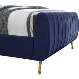 Meridian Zara Navy Velvet Twin Bed (3 Boxes)