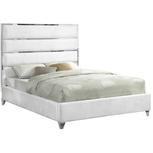 Meridian Zuma White Velvet King Bed