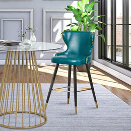 Meridian Hendrix Blue Vegan Leather Counter/Bar Stool