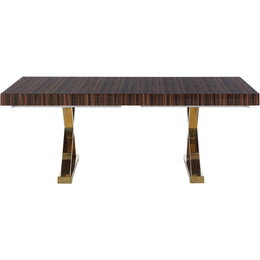 Meridian Excel Brown Zebra Wood Veneer Lacquer Extendable Dining Table (3 Boxes)