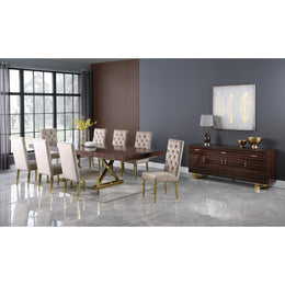 Meridian Excel Brown Zebra Wood Veneer Lacquer Extendable Dining Table (3 Boxes)