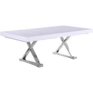 Meridian Excel White Lacquer Extendable Dining Table (3 Boxes)
