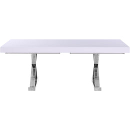 Meridian Excel White Lacquer Extendable Dining Table (3 Boxes)