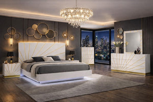 Safa (White/Gold) Bedroom Set