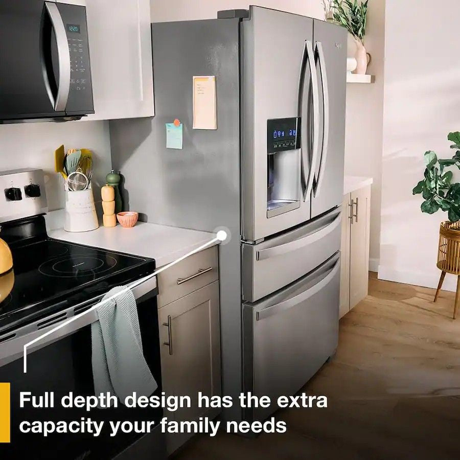 Whirlpool - 36 in. Wide 25 cu. ft. Wide French Door Bottom Mount Refrigerator with Two-Tier Freezer Storage - Stainless Steel