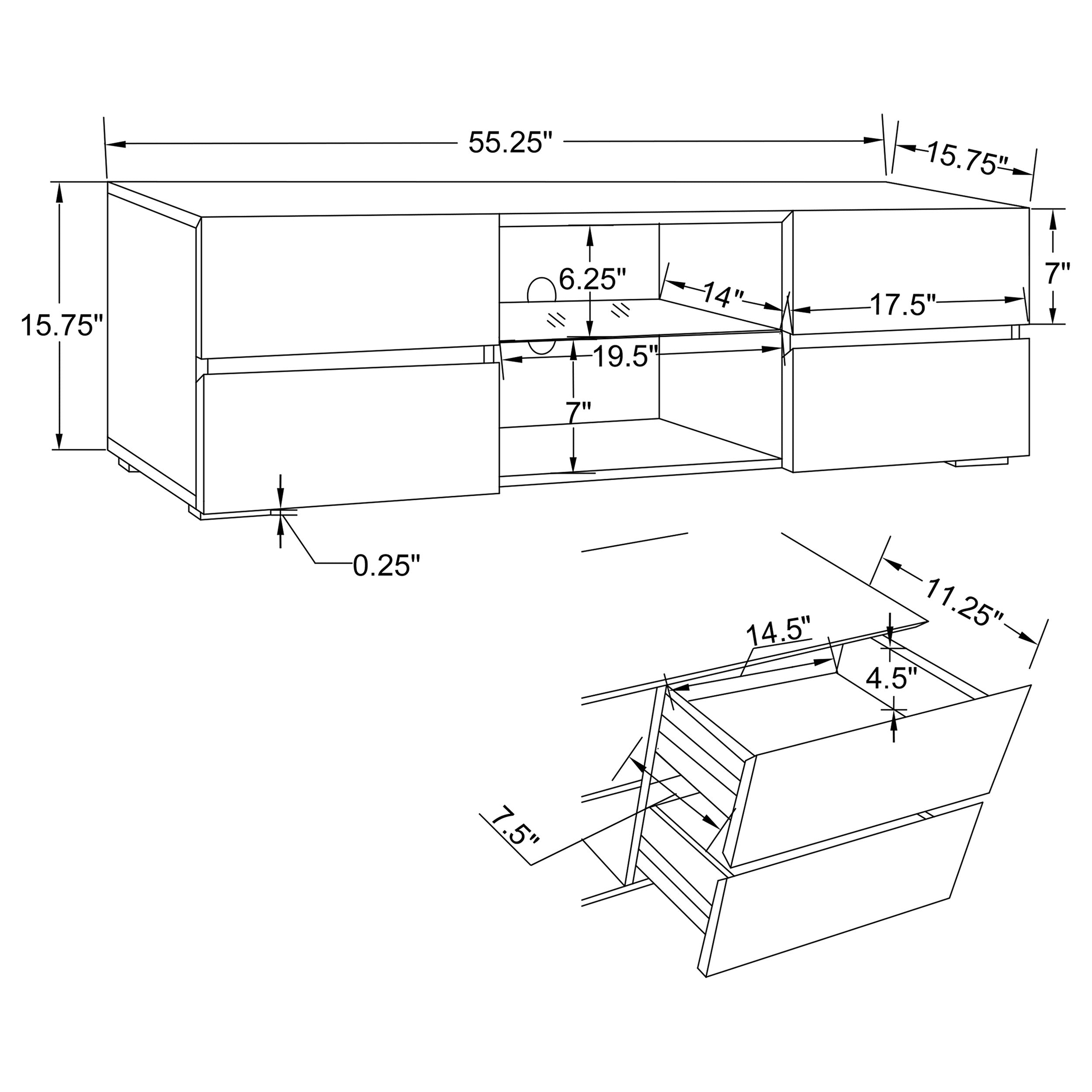 Galvin 4-drawer Wood 55-inch TV Stand White High Gloss