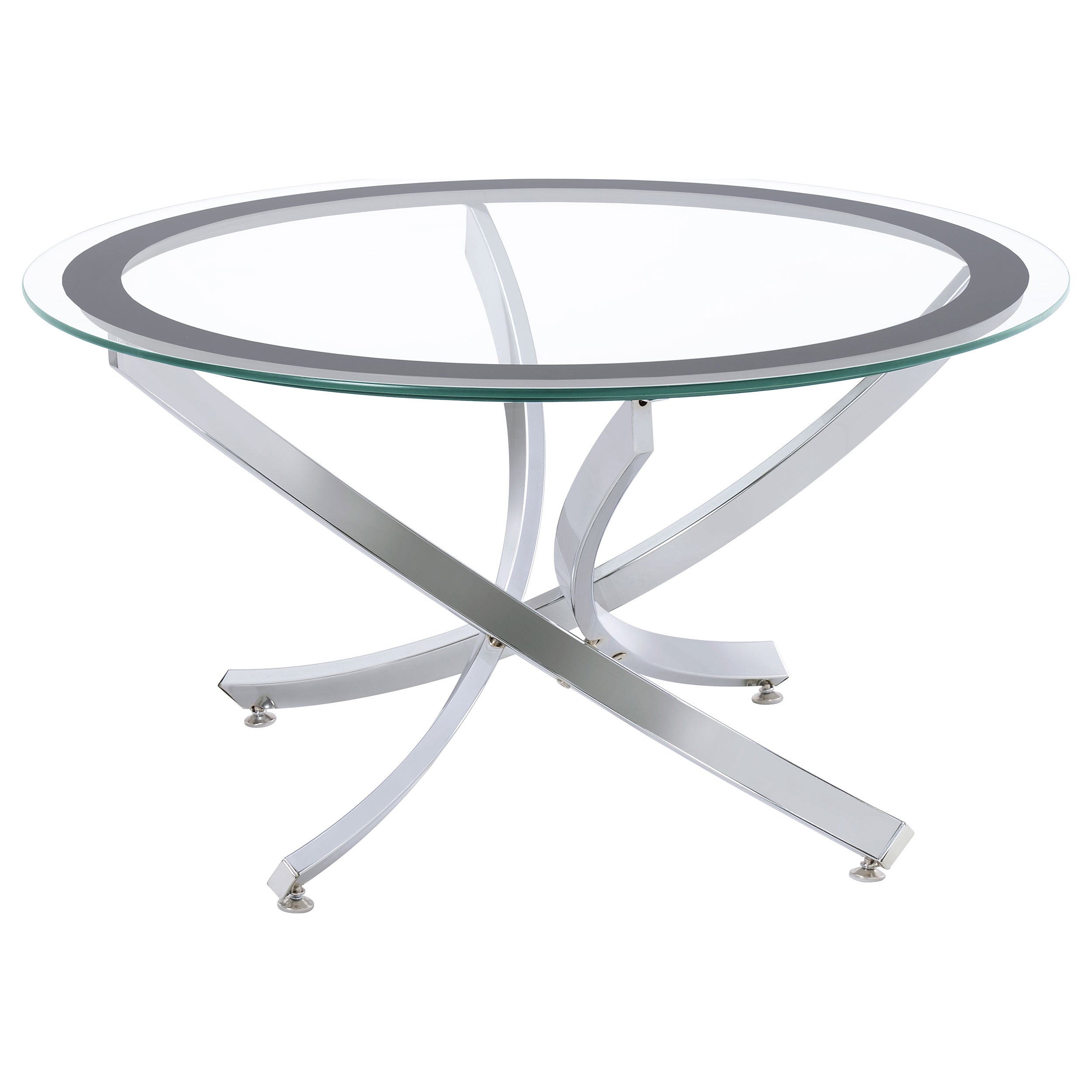 Brooke Round Coffee and End Table Set Chrome