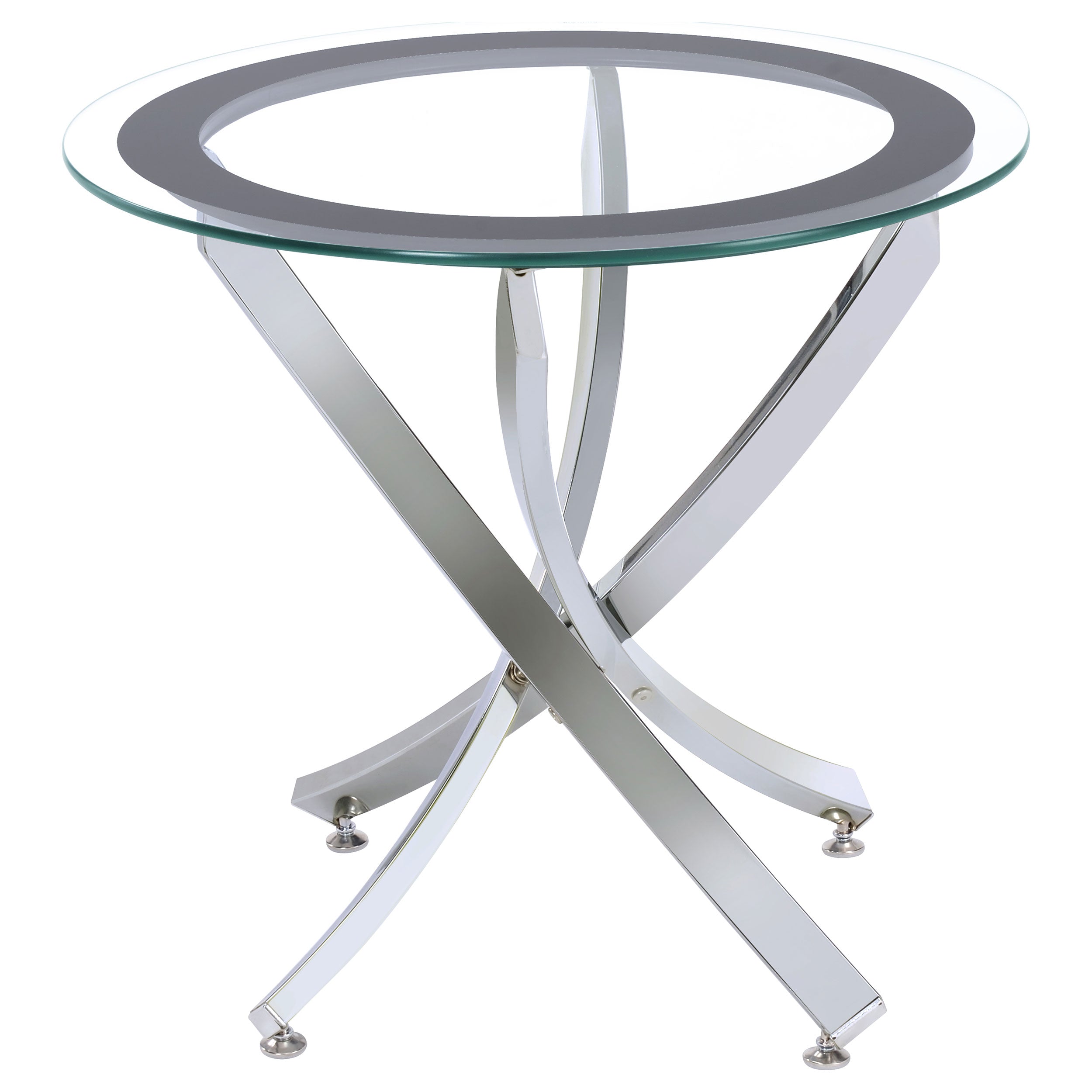 Brooke Round Coffee and End Table Set Chrome