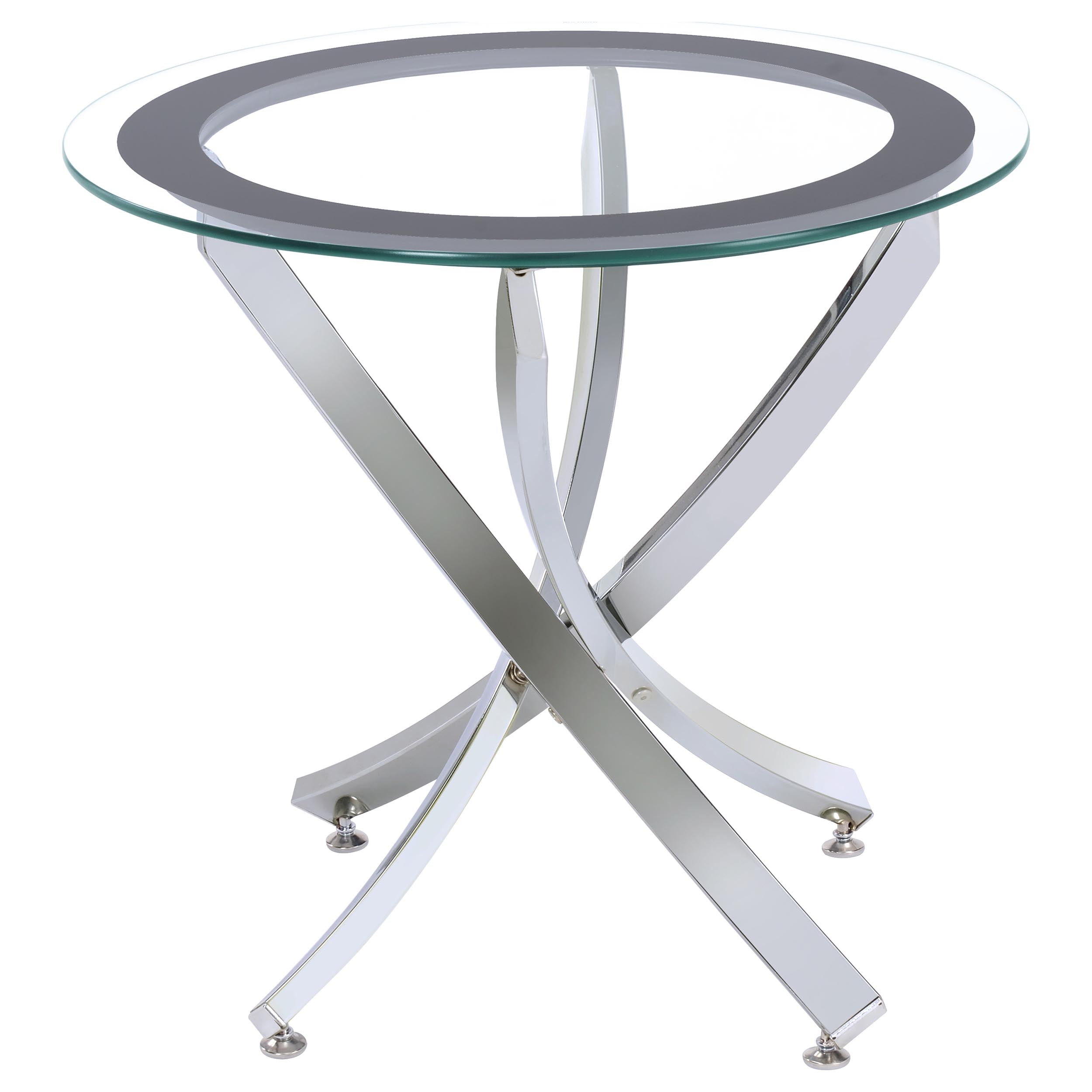 Brooke Round Coffee and End Table Set Chrome