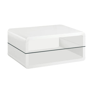 Elana 1-shelf Rectangular Coffee Table White High Gloss