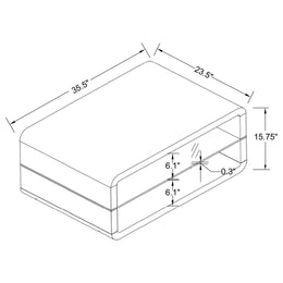 Elana 1-shelf Rectangular Coffee Table White High Gloss