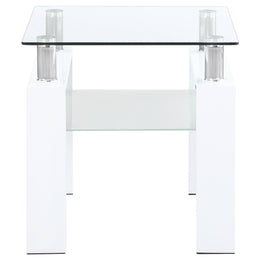 Dyer 1-shelf Square Glass Top Side End Table Black