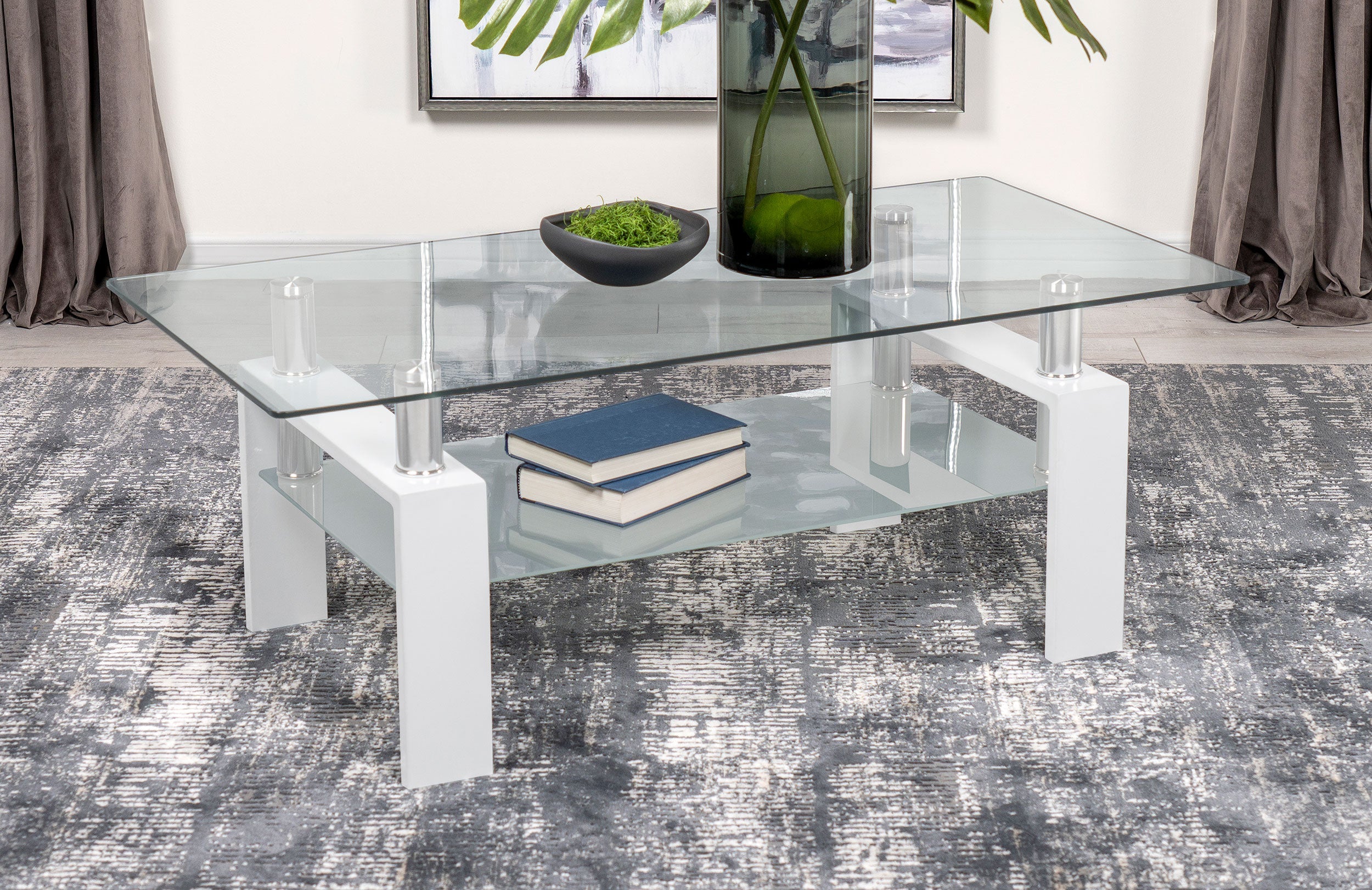 Dyer 1-shelf Rectangular Glass Top Coffee Table Black