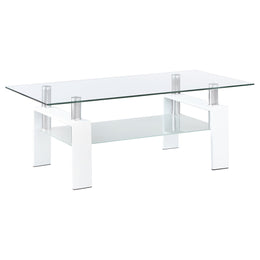 Dyer 1-shelf Rectangular Glass Top Coffee Table Black