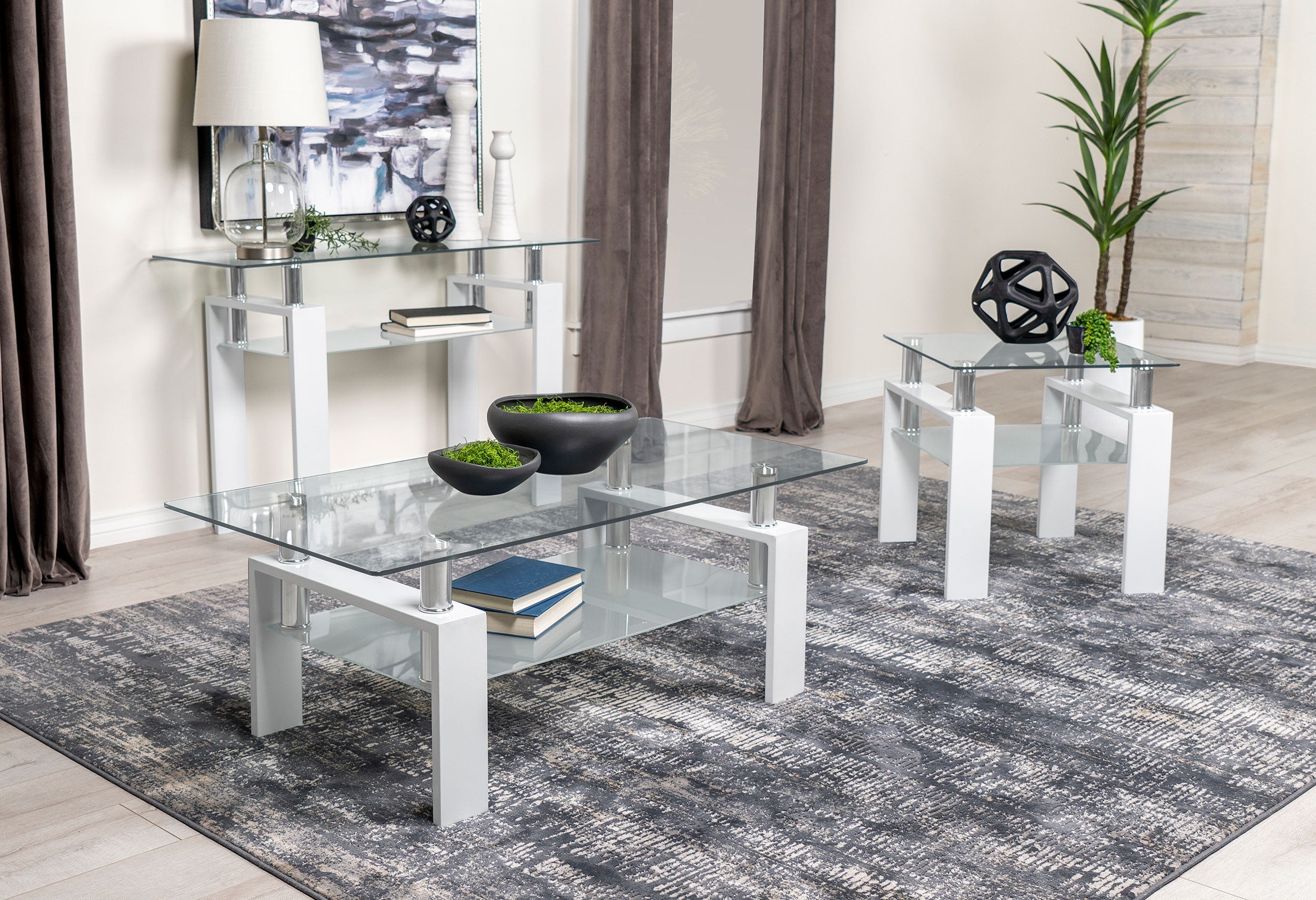 Dyer 1-shelf Rectangular Glass Top Coffee Table Black