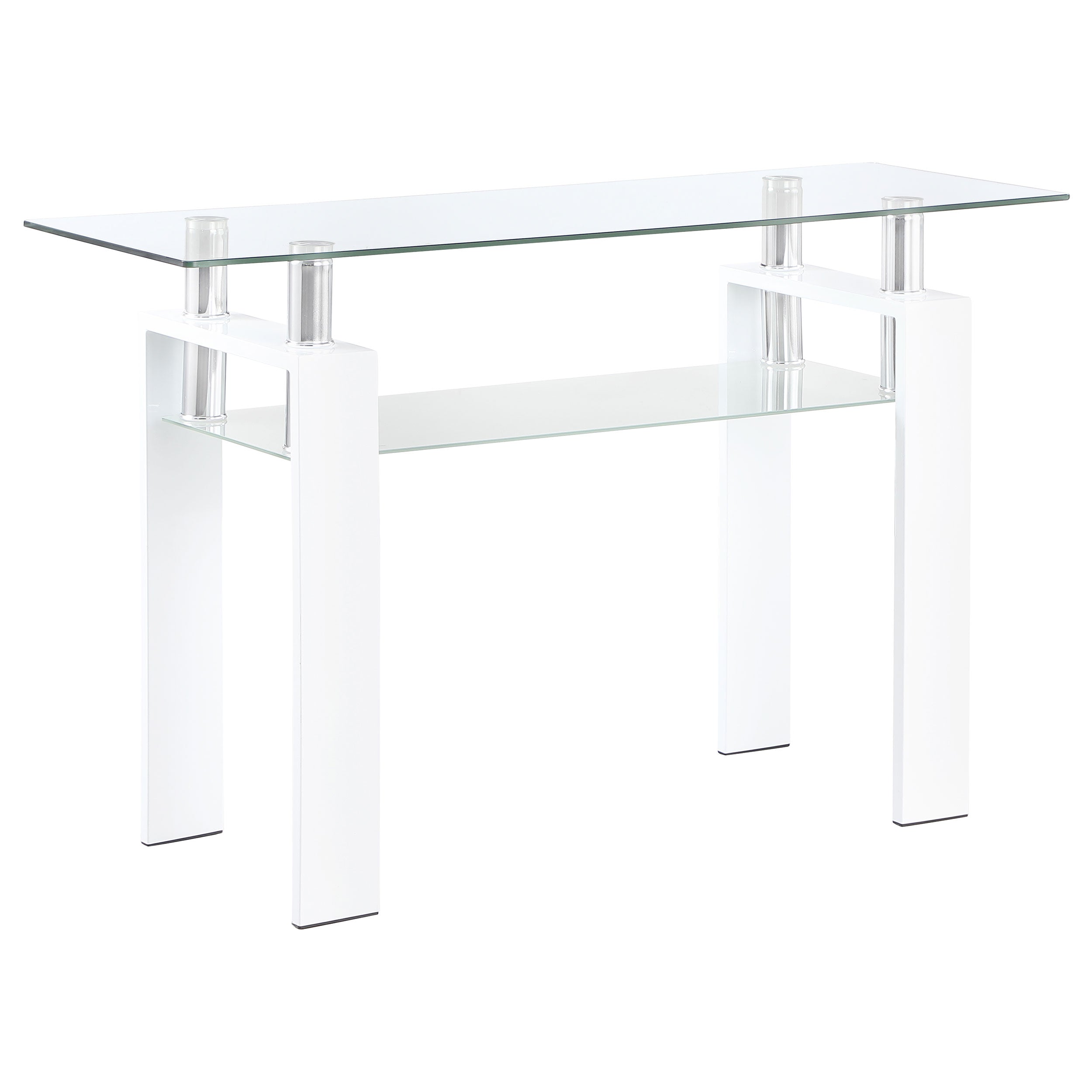 Dyer Rectangular Glass Top Entryway Sofa Console Table Black