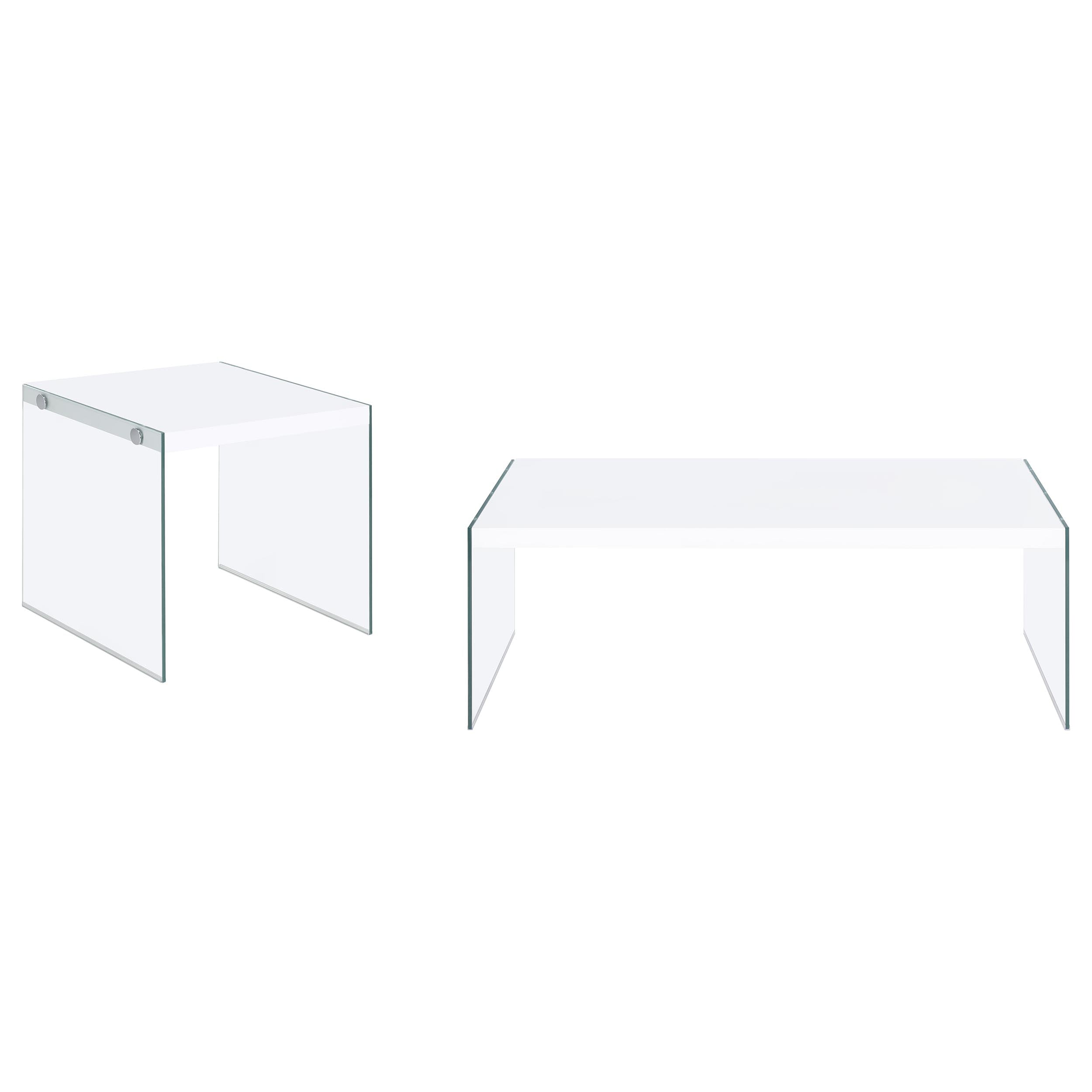 Opal Coffee and End Table Set White High Gloss