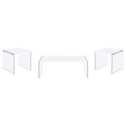 Opal Coffee and End Table Set White High Gloss