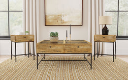 Stephie Square Coffee and End Table Set Honey Brown