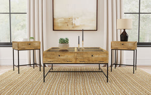 Stephie Square Coffee and End Table Set Honey Brown