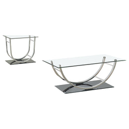 Danville Glass Top Coffee and End Table Set Chrome