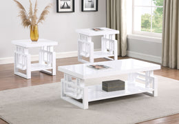 Schmitt Coffee and End Table Set White High Gloss