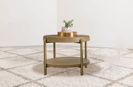 Arini Round End Side Table With Storage Shelf Black